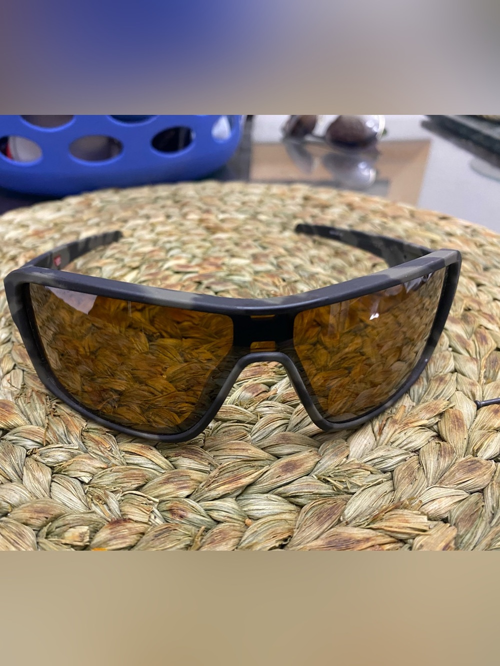 Oakley Men's Camo Sport Wrap Sunglasses with Amber Lenses
